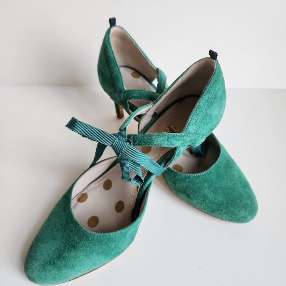 Boden Women's Jade Suede Leather Lavinia Ribbon Court Shoes Mid Heels Sz:37 - Picture 11 of 14